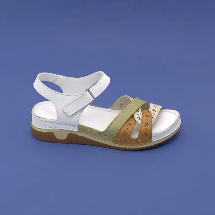 EKN M12 Hakiki Deri Bayan Sandalet Beyaz