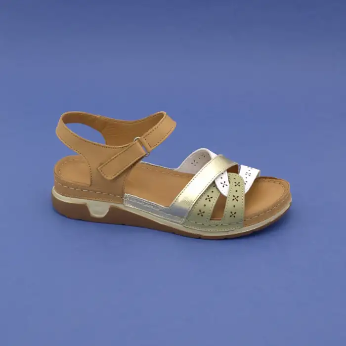 EKN M12 Hakiki Deri Bayan Sandalet Taba