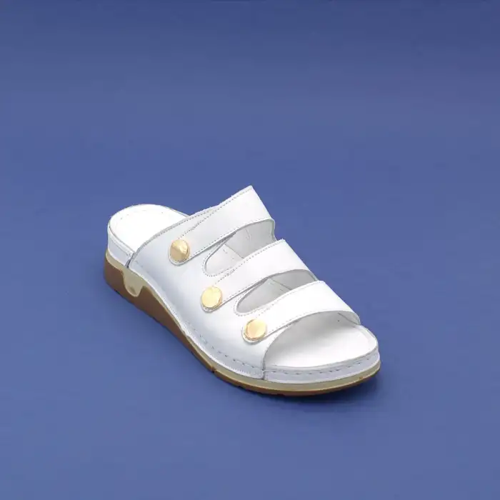 EKN M15 Hakiki Deri  Bayan Terlik Beyaz