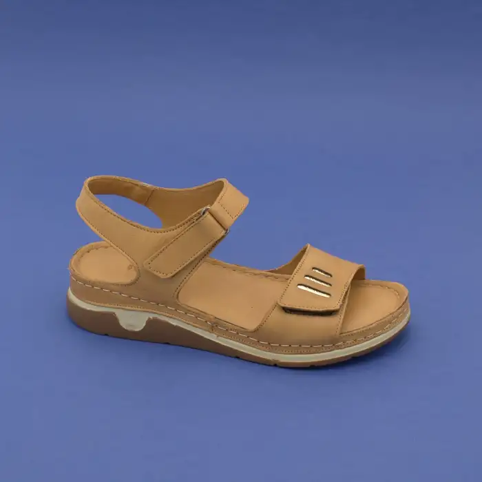 EKN M22 Hakiki Deri Bayan Sandalet Taba