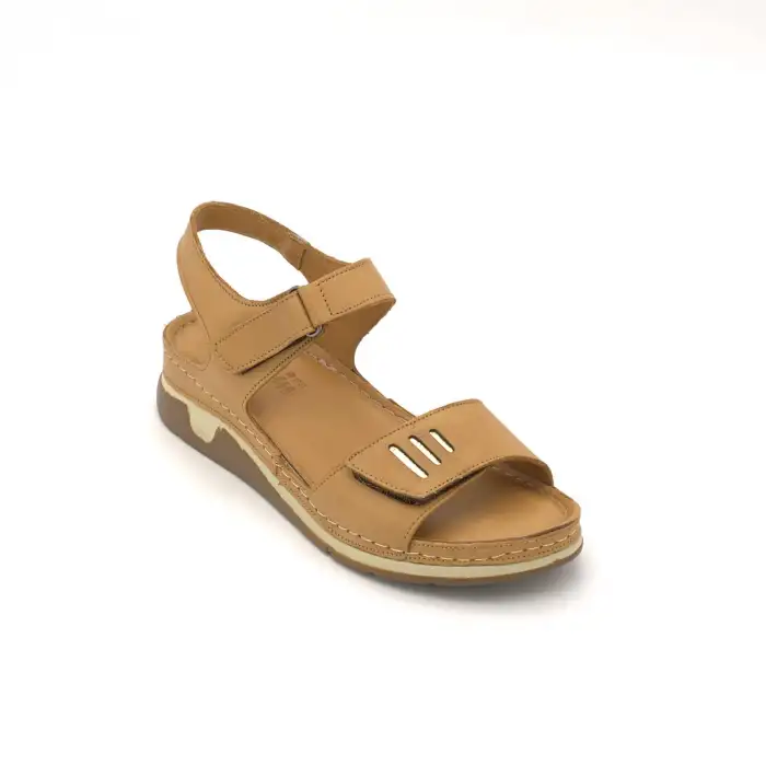 EKN M22 Hakiki Deri Bayan Sandalet Taba