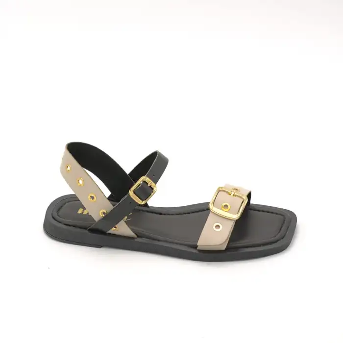 ELD 354 Hakiki Deri Bayan Sandalet Bej