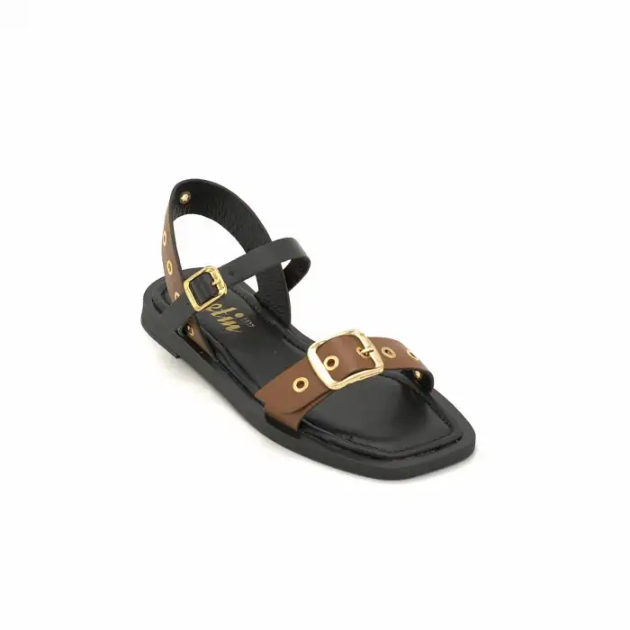 ELD 354 Hakiki Deri Bayan Sandalet Taba