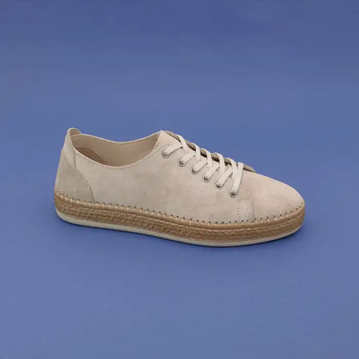 ESC 101 Hakiki Deri Günlük Bayan Ayakkabı Bej Süet