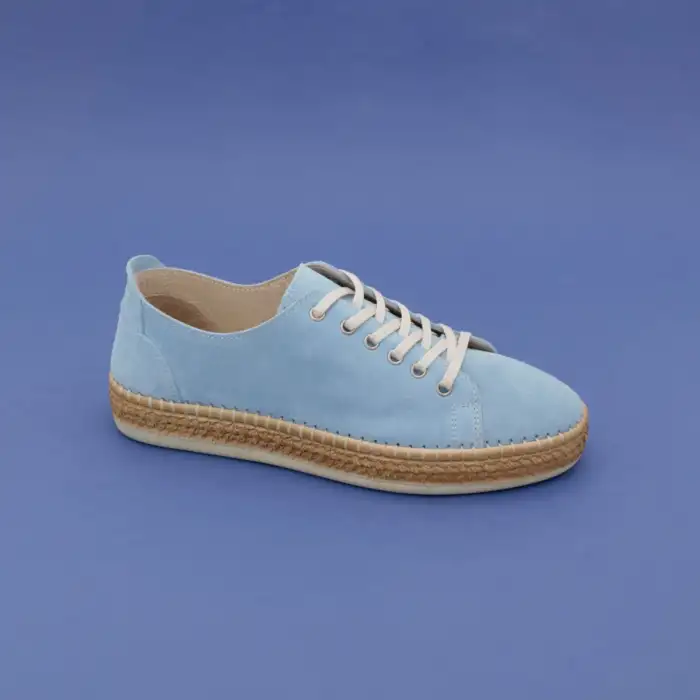 ESC 101 Hakiki Deri Günlük Bayan Ayakkabı Mavi Süet