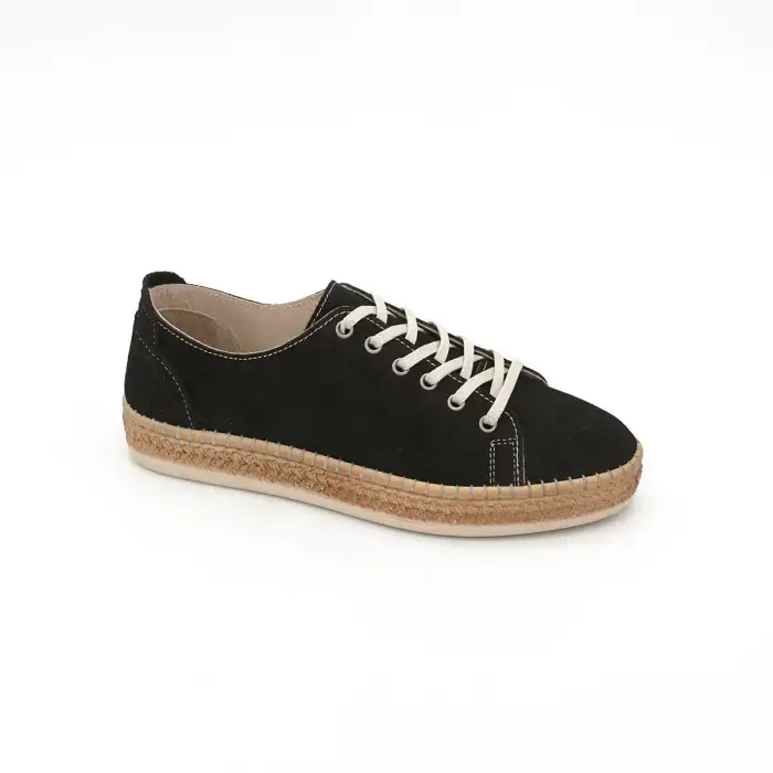 ESC 101 Hakiki Deri Günlük Bayan Ayakkabı Siyah Süet