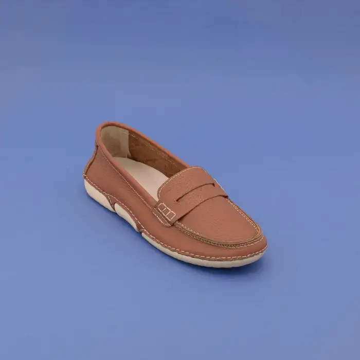 ESC 111 Hakiki Deri Loafer Bayan Babet Taba
