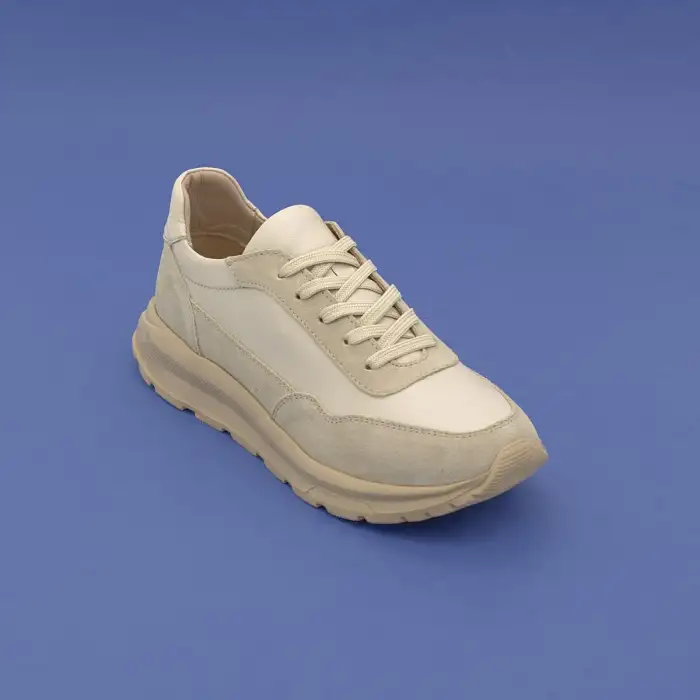 FMS 461 Hakiki Deri  Günlük Bayan Ayakkabı Bej