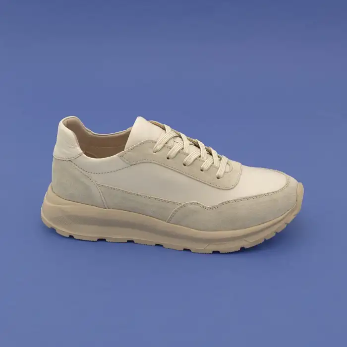 FMS 461 Hakiki Deri  Günlük Bayan Ayakkabı Bej