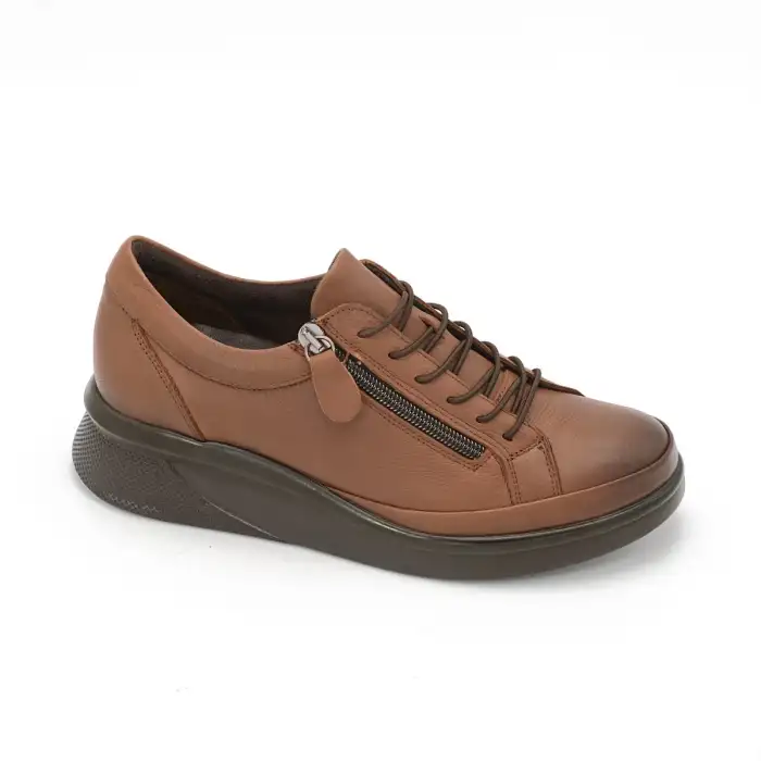 NHR 311  Hakiki Deri Günlük Bayan Ayakkabı Taba