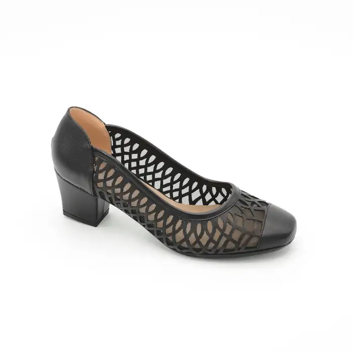 ODB 8669 Hakiki Kısa Topuk Klasik Bayan Ayakkabı Siyah