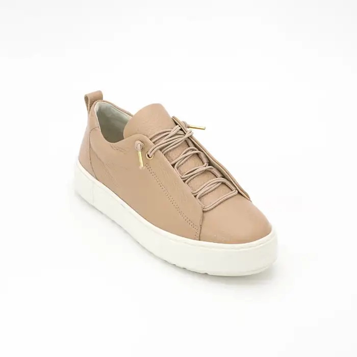 OKR 2401   Hakiki Deri Günlük Bayan Ayakkabı Bej