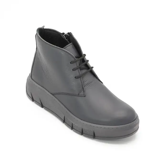 OLA 045-18  Hakiki Deri Günlük Bayan Bot Gri