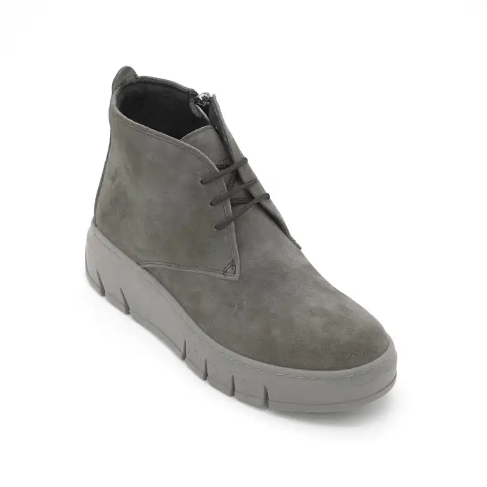 OLA 045-18  Hakiki Deri Günlük Bayan Bot Gri Süet