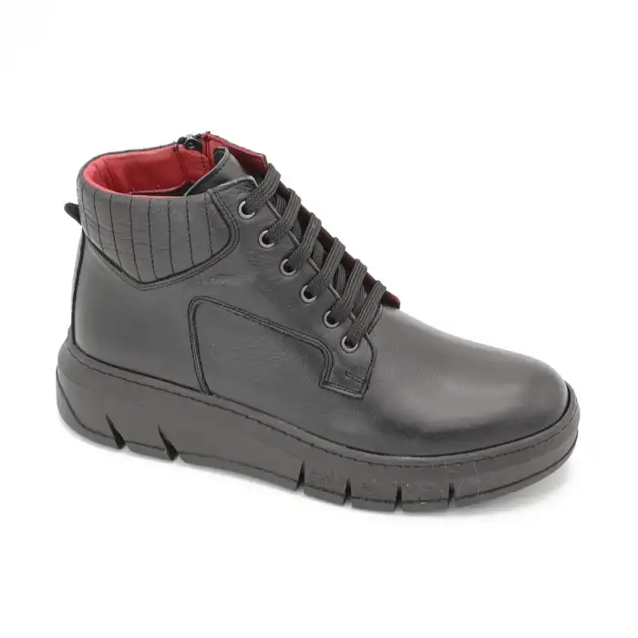 OLA 918-18  Hakiki Deri Günlük Bayan Bot Siyah