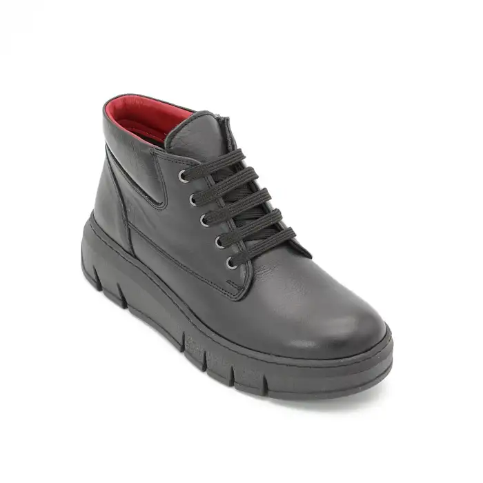 OLA 950-18  Hakiki Deri Günlük Bayan Bot Siyah