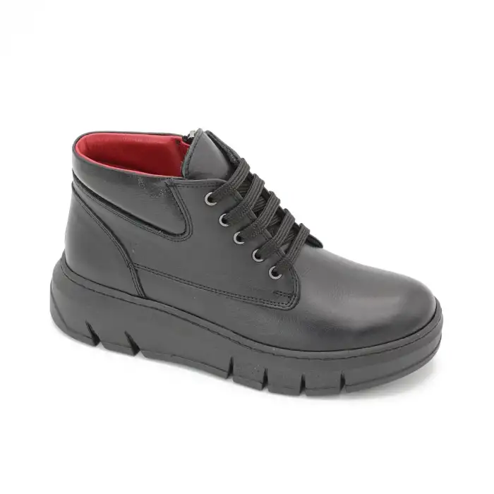 OLA 950-18  Hakiki Deri Günlük Bayan Bot Siyah