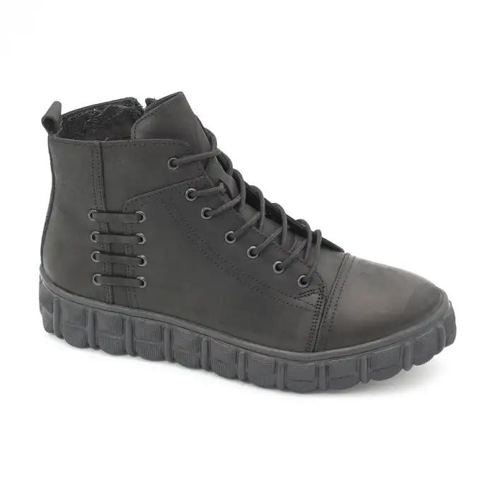 Pepita 6389 Hakiki Deri Erkek Bot Siyah Nubuk