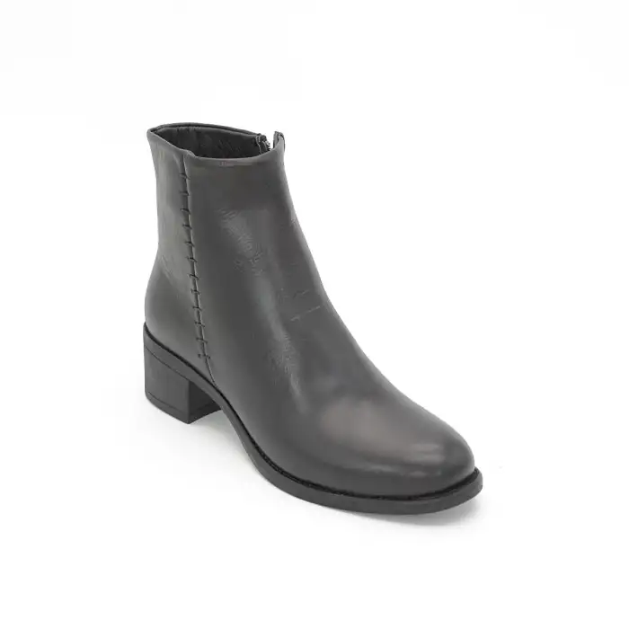 Pepita 8091 Hakiki Deri Bayan Bot Siyah