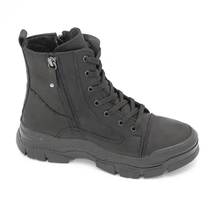 Pepita 8893 Hakiki Deri  Bayan Bot Siyah Nubuk