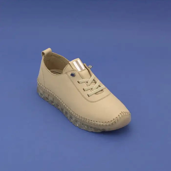 Pepita 9050 Hakiki Deri  Yazlık Bayan Ayakkabı Bej