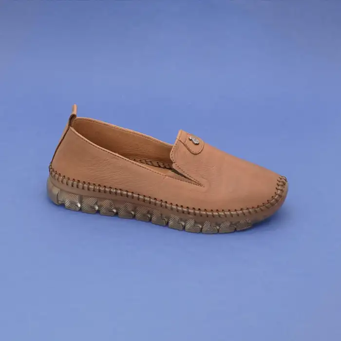 Pepita 9059 Hakiki Deri  Yazlık Bayan Ayakkabı Taba