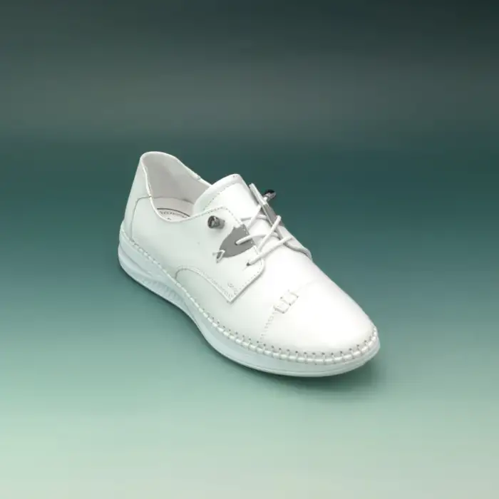 Pepita 9523 Hakiki Deri  Yazlık Bayan Ayakkabı Beyaz