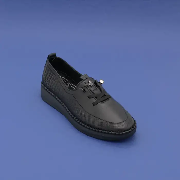 Pepita Z083 Hakiki Deri  Yazlık Bayan Ayakkabı Siyah