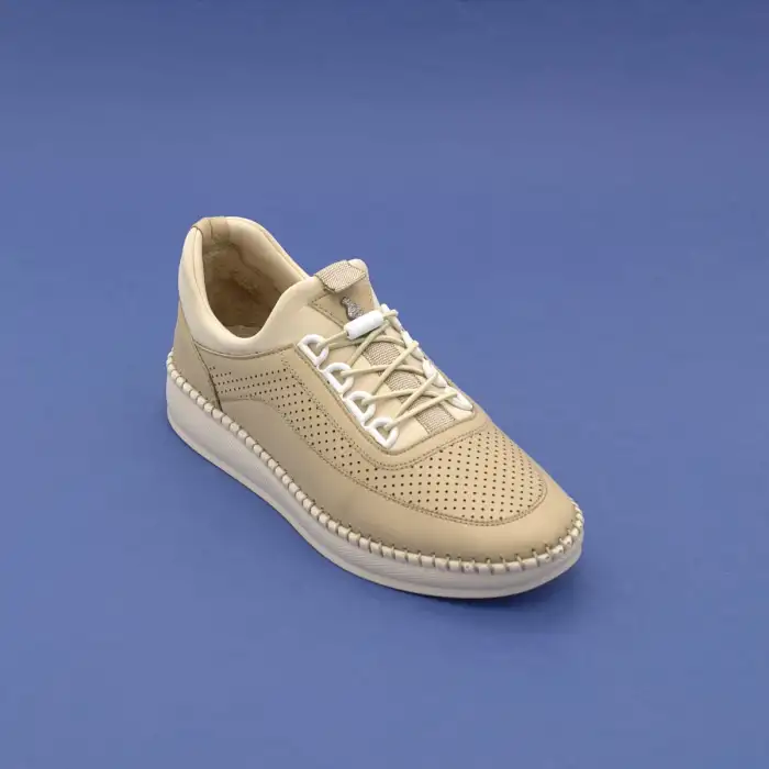 Pepita Z092 Hakiki Deri  Yazlık Bayan Ayakkabı Bej