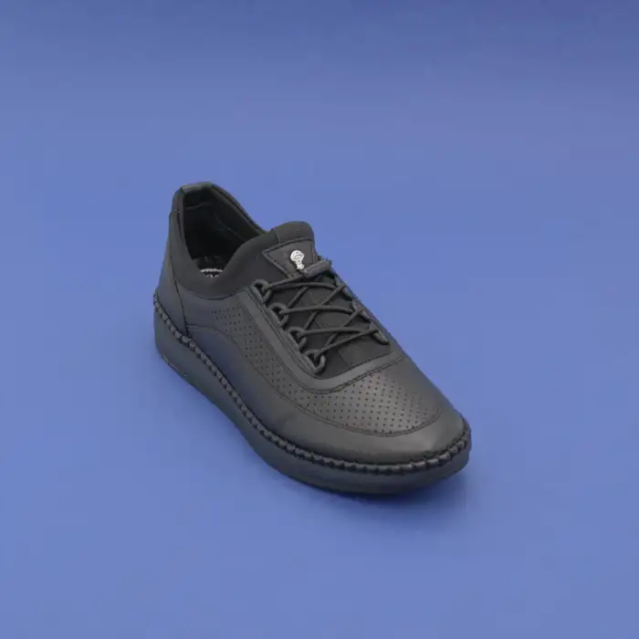 Pepita Z092 Hakiki Deri  Yazlık Bayan Ayakkabı Siyah