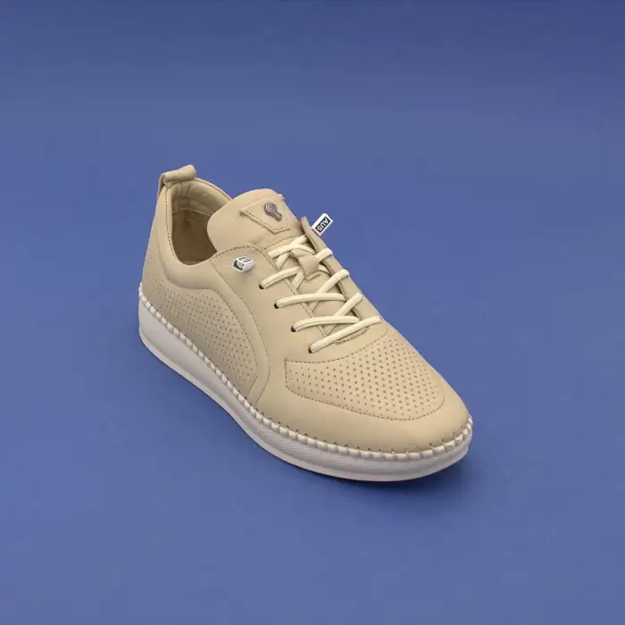 Pepita Z094 Hakiki Deri  Yazlık Bayan Ayakkabı Bej