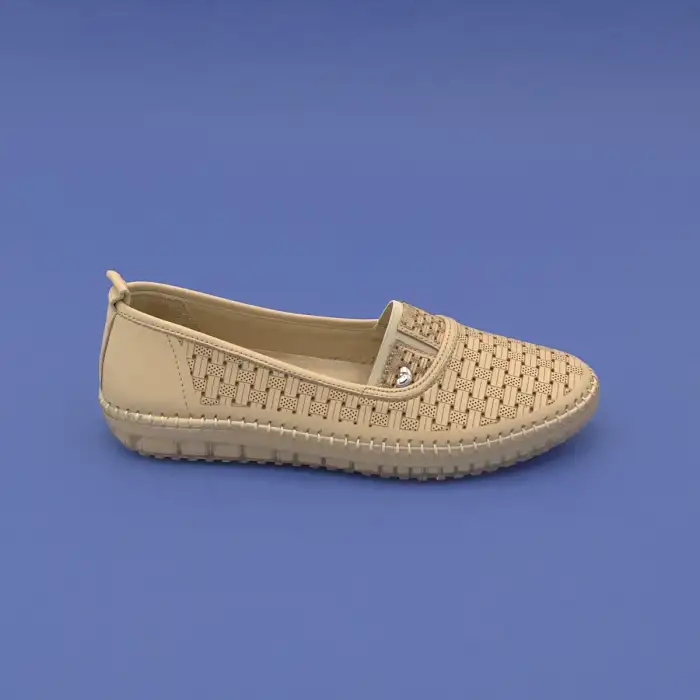 Pepita Z103 Hakiki Deri  Yazlık Bayan Ayakkabı Bej