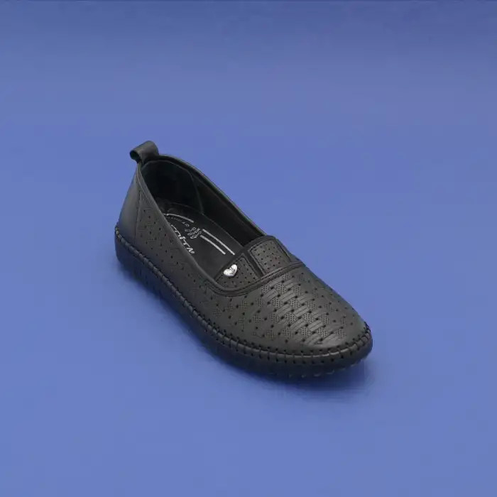 Pepita Z103 Hakiki Deri  Yazlık Bayan Ayakkabı Siyah