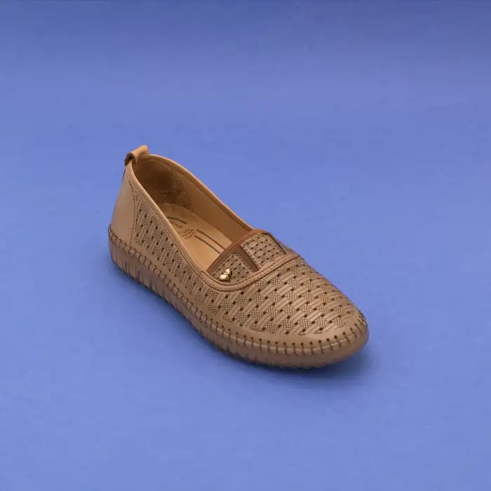 Pepita Z103 Hakiki Deri  Yazlık Bayan Ayakkabı Taba