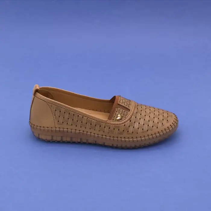 Pepita Z103 Hakiki Deri  Yazlık Bayan Ayakkabı Taba