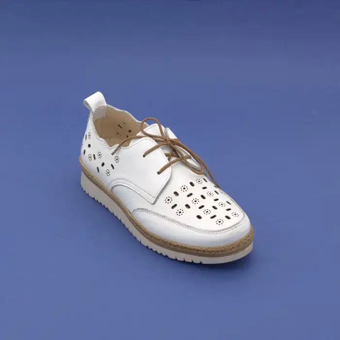 Pepita Z136 Hakiki Deri  Yazlık Bayan Ayakkabı Beyaz