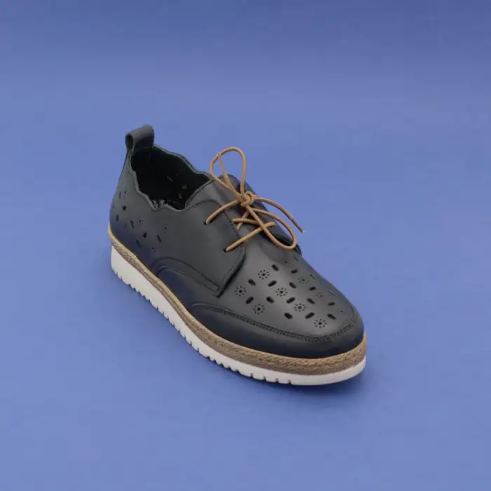 Pepita Z136 Hakiki Deri  Yazlık Bayan Ayakkabı Siyah