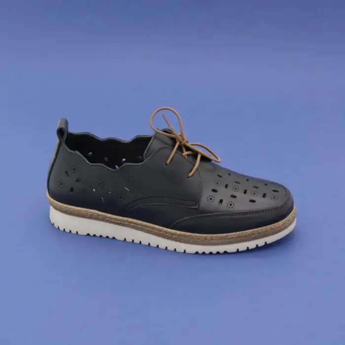 Pepita Z136 Hakiki Deri  Yazlık Bayan Ayakkabı Siyah