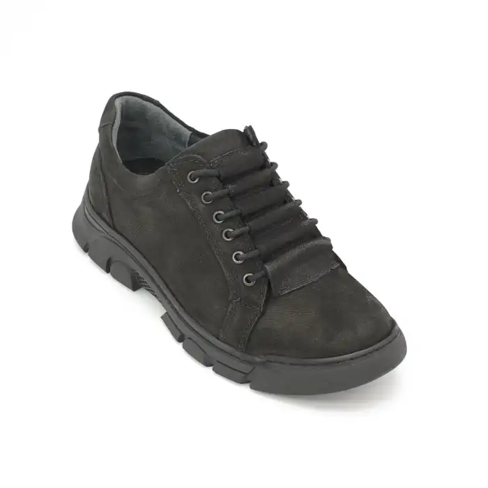 PRX 1808 Hakiki Deri Erkek Ayakkabı Siyah Nubuk