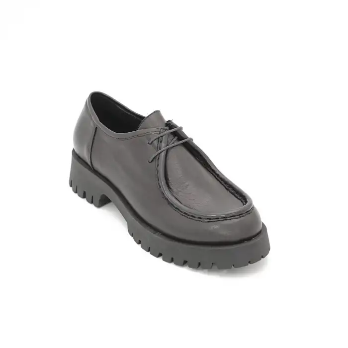 PUR 10599 Hakiki Deri  Günlük Bayan Ayakkabı Siyah