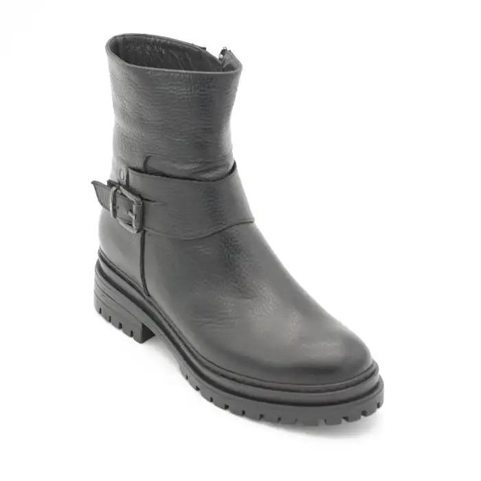 PYZ 907 Hakiki Deri Günlük Bayan Bot Siyah