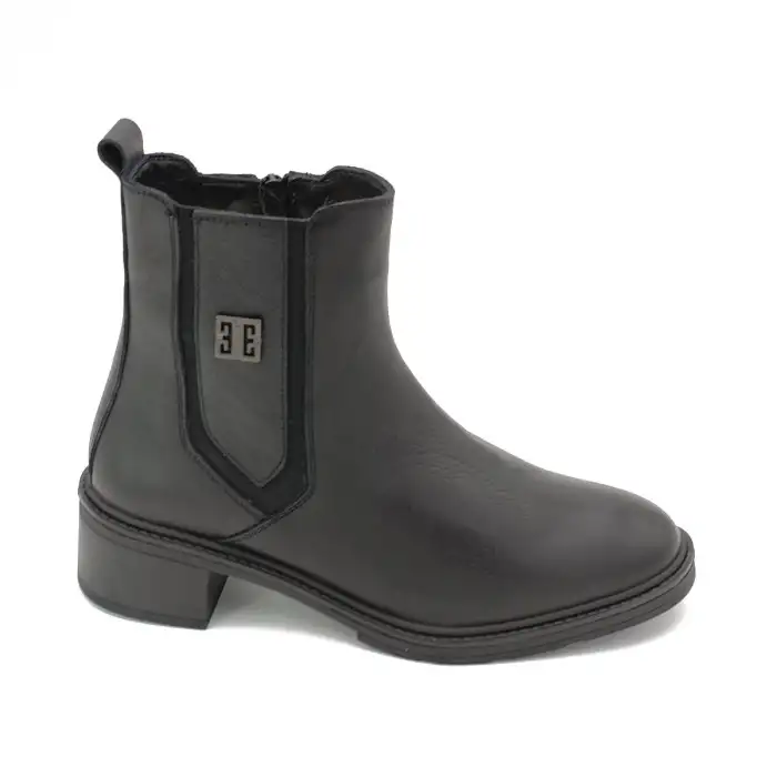 SRK 11031 Hakiki Deri Klasik Bayan Bot Siyah