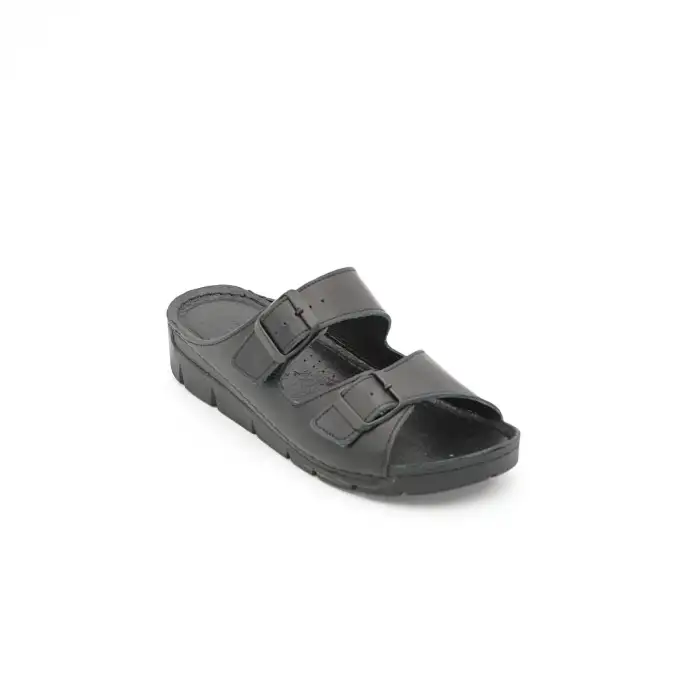 SRK 20310 Hakiki Deri  Bayan Terlik Siyah