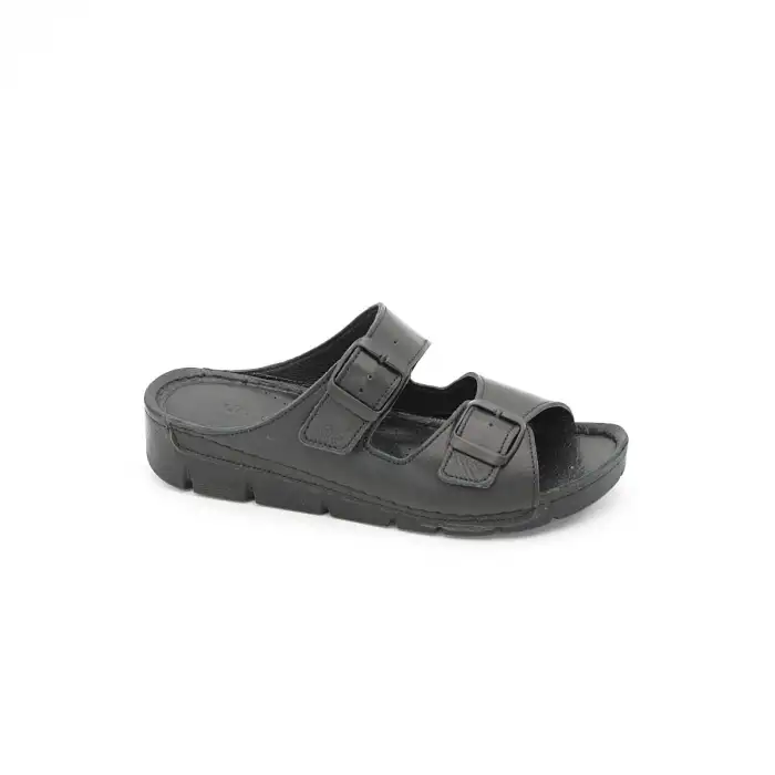 SRK 20310 Hakiki Deri  Bayan Terlik Siyah