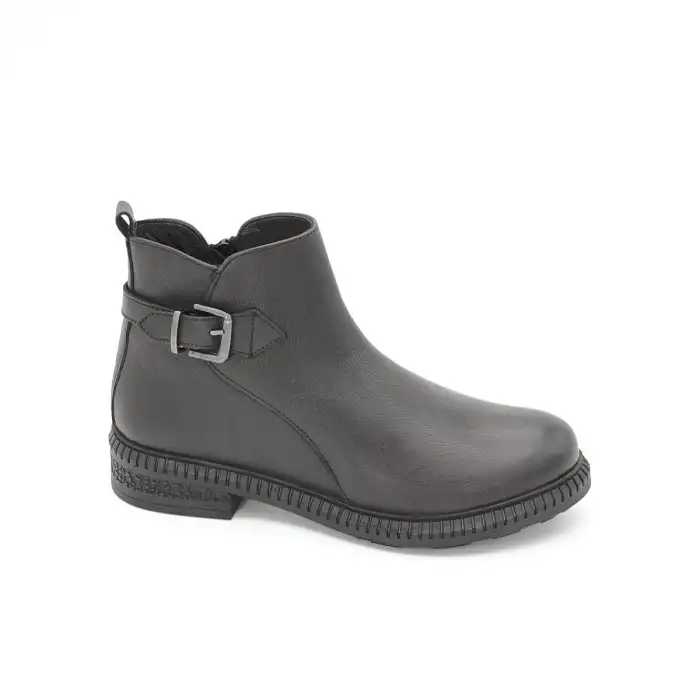 SRK 20913 Hakiki Deri Günlük Bayan Bot Siyah