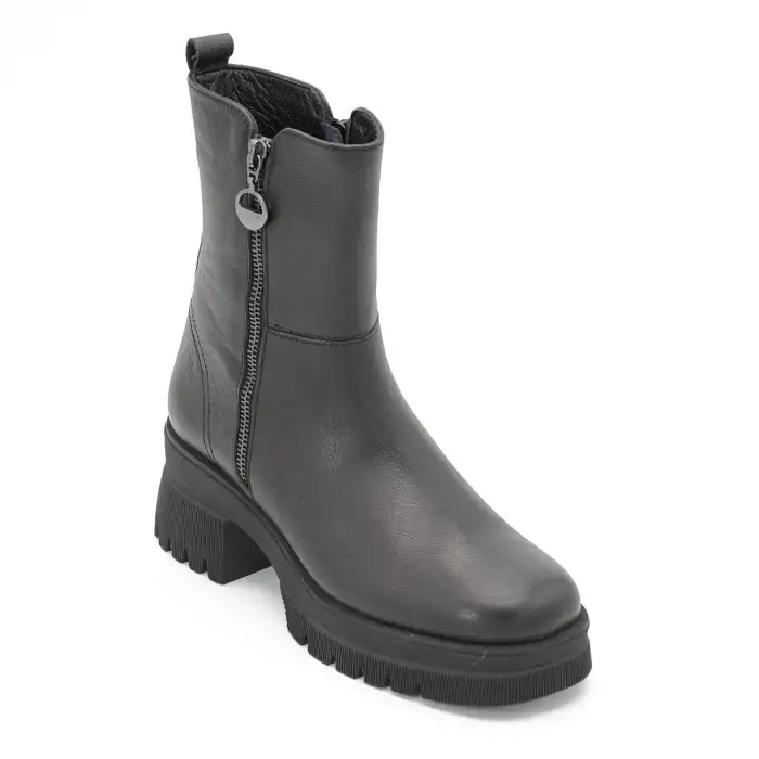 SRK 222606 Hakiki Deri Günlük Bayan Bot Siyah