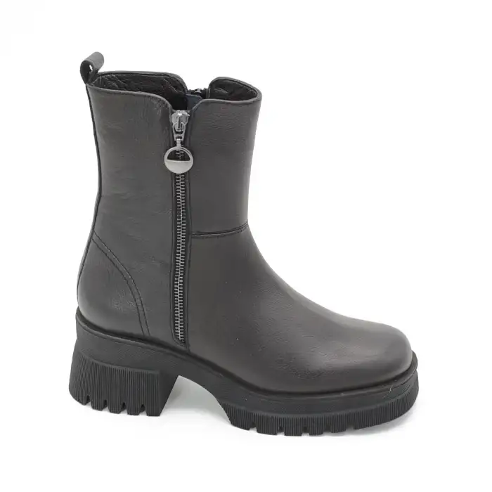 SRK 222606 Hakiki Deri Günlük Bayan Bot Siyah