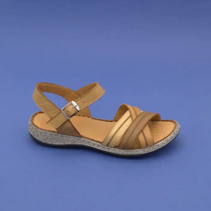 SRK 22382 Hakiki Deri Bayan Sandalet Taba