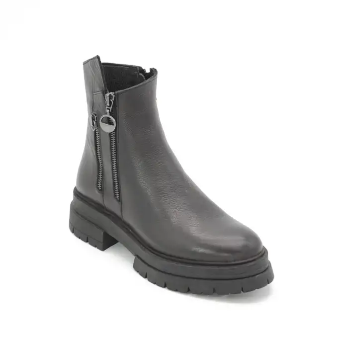 SRK 26255 Hakiki Deri Günlük Bayan Bot Siyah