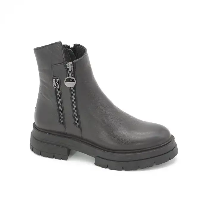 SRK 26255 Hakiki Deri Günlük Bayan Bot Siyah